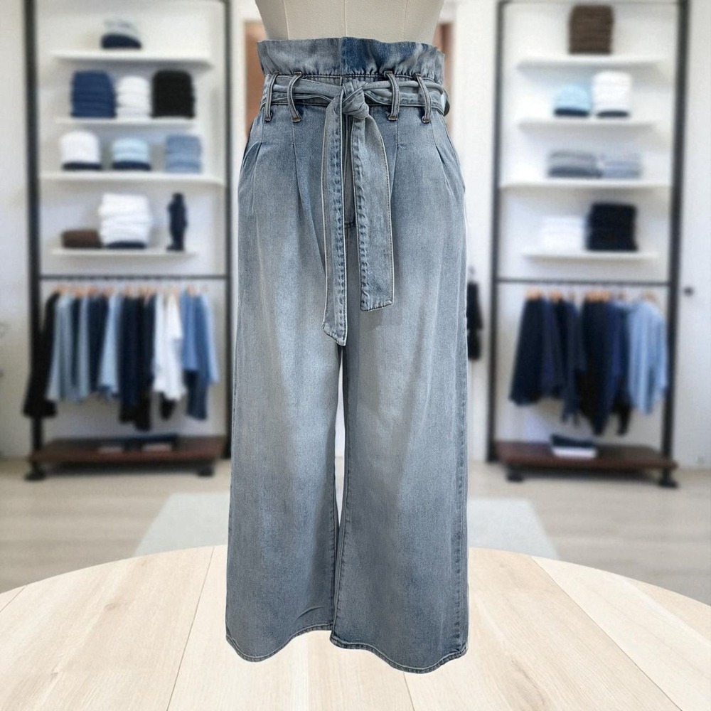 Blanknyc High Rise Wide Leg Denim Pants Paperbag Waist Streetwear Coquette